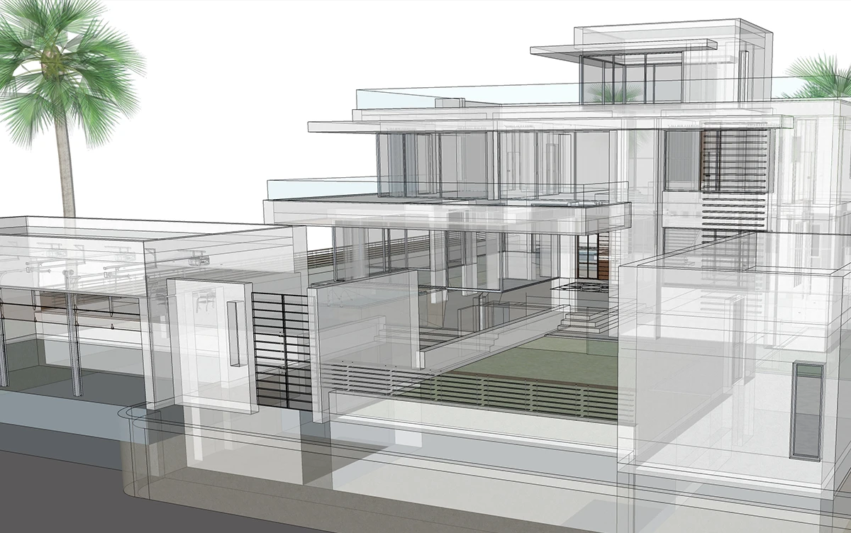 Disegno 3d villa